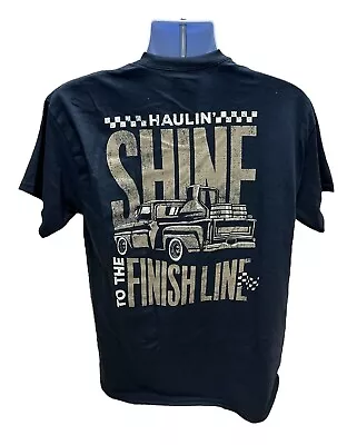 Moonshine Haulin Shine To The Finish Line Nascar Black T-Shirt • $27.95