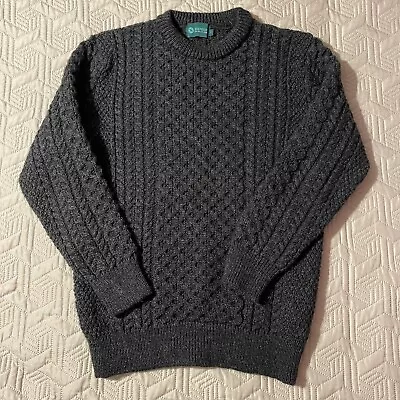 Shannon Merino Wool Dark Gray Crewneck Irish Fisherman Sweater Large Unisex • $39.99