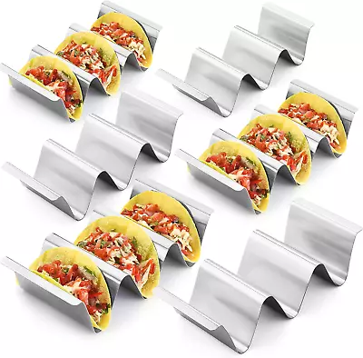 Stainless Steel Taco Holder Stand Set Of 6 - Stylish Rack Holds Up To 3 Tacos E • $28.98