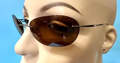 £92.44 • Buy MAUI JIM Silhouette M 8067 15 6100 Titan Sunglasses Rimless Hinge Less Wrap Vtg.