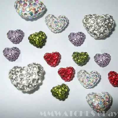 £4.99 • Buy  12mm 15mm HEART SHAPE SHAMBALLA CRYSTAL PAVE CLAY DISCO BALL BEADS  B5