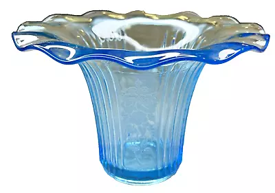 Anchor Hocking Mayfair Open Rose Blue Depression Glass Sweet Pea Vase 5 1/2  • $50