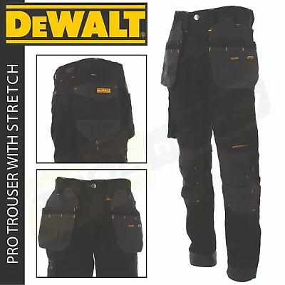 £42.95 • Buy Dewalt Work Trousers Holster Pockets - Heavy Duty Pro Stretch Black & Grey