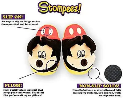 New Stompeez Disney Mickey Mouse Slippers Youth Size M/l Ears Move As You Walk • £16.08