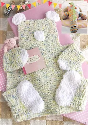 KNITTING PATTERN BLANKET TOY TEDDY BEAR 45.5Wx58.5Lcm HOME BABY CHUNKY KNM M2A • £3.60