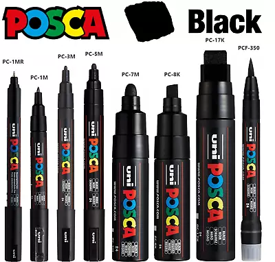 Uni Posca Paint Marker Art Pens - Waterproof Paint Pens - Black - All Sizes • £3.65