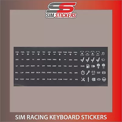 BLACK KB Stickers For Car Simulator Keyboard/Button Box/Wheel IRacing/AC/PC2 • £9