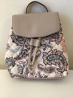 Accessorize Paisley Pattern Quilted Mini Backpack Floral Drawstring • £13.45