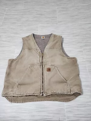 Carhartt V26 Frb Sherpa Lined Washed Duck Canvas Vest Mens Size Xl  • $29.99