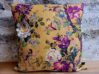 Liberty Arts Lady Kristina Floral Gold Linen & Plum Velvet Fabric Cushion Cover  • £32.50