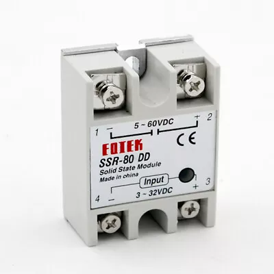 10pcs SSR-80DD Manufacturer 80A Solid State Relay Input 3-32VDC Output 5-60VDC  • $101.28