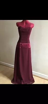 Burgundy Corset Prom Evening Dress With Lace Up Back Size 12 • £90