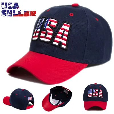 USA Hat Baseball Cap American Flag Embroidered Patriotic Adjustable Ball Cap Men • $11.95