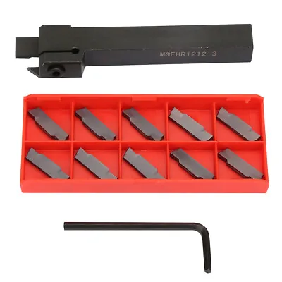 Lathe Cut Off Grooving Parting Tool Holder With 10pcs Carbide Inserts For • £15.12