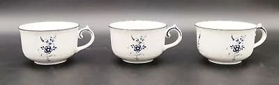 3 X Villeroy & Boch Vieux Luxembourg Blue Floral Porcelain 8 Oz. Flat Cups EUC • $32.50