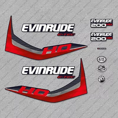 Evinrude 200 Hp ETEC HO 2011-2014 Outboard Engine Decals Set Blue Cowl • $94.49