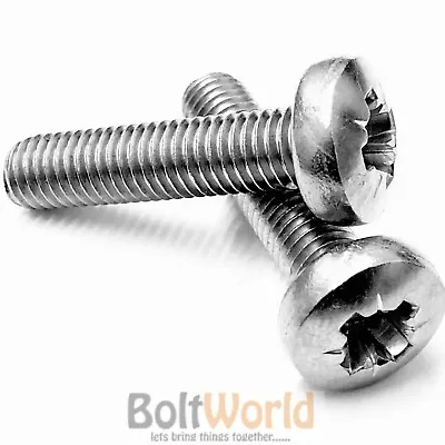 M5 / 5mm A2 STAINLESS STEEL POZI PAN HEAD MACHINE SCREWS POZIDRIVE BOLTS UK • £2.88