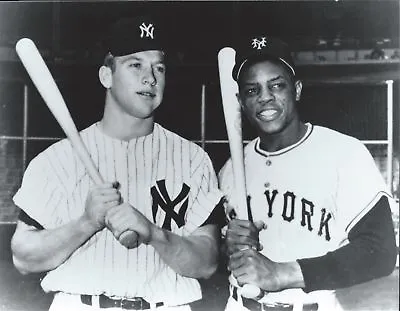 GLOSSY PHOTO PICTURE 8x10 Mickey Mantle And Willie Mays Black And White • $3.98