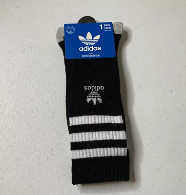 Adidas Originals Mens Black Retro Classic Crew Socks 1 Pair Shoes Size 6-12 NWT • $9.99