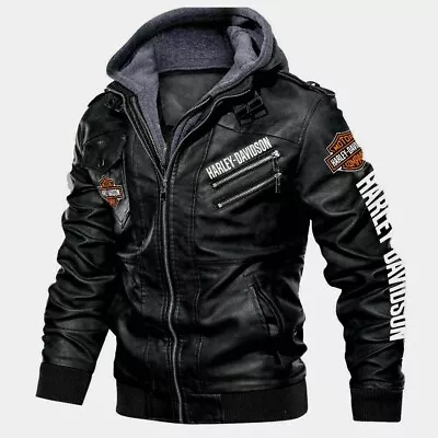 Harley-Davidson Motorcycle Riding Genuine Cowhide Jacket Removable Hoodie Jacket • $165