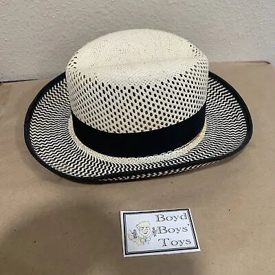 Scala - Fedora Hat - Medium - Vintage - Black White Woven • $35