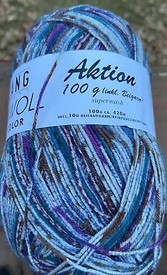 Lang JAWOLL Aktion Sock Yarn Gray Burgundy Blue • $14.95