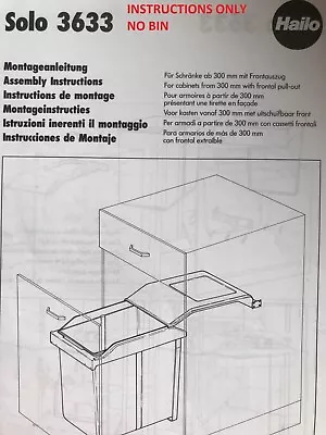 Assembly Instructions Leaflet Only For Hailo Solo 3633 Bin Does Not Include Bin • £0.99