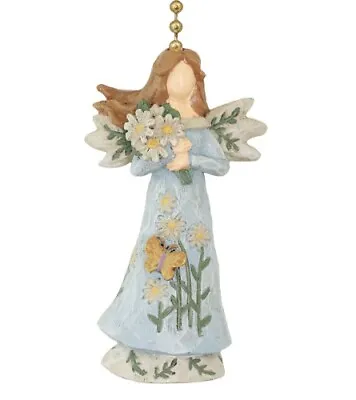 Precious Blue Floral Angel Resin Ceiling Fan Pull Or Light Pull Chain Clementine • $12.99