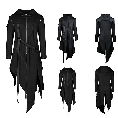 $54.99 • Buy Men Medieval Jacket Hooded Long Coat Gothic Retro Cardigan Outwear Clothes Coat