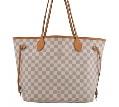 Authentic Louis Vuitton Damier Azur Neverfull MM Tote Bag N51107 LV 2665I • $1057.96