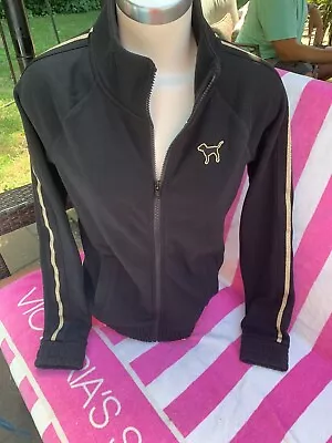 Victorias Secret PINK Perfect Full Zip Hoodie Small Crest Graphic Foil Trim 11 • $39.50