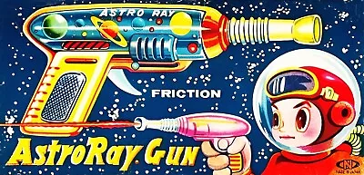 Vintage Astroway Gun Space Friction Tin Fridge Magnet 2.5x 3.5  Laminated • $7.95