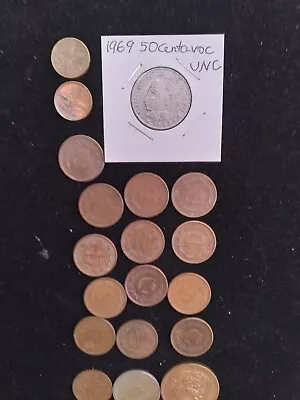 Mexico Coins 19421946194719481964-1centavo;1940-10c;1953-20c;1969-50 Cent. • $24