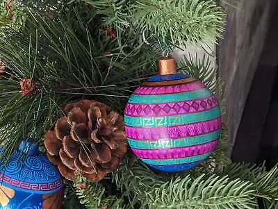 Christmas Tree Ornaments Hand Painted Wood Ornament Mexican Christmas Decor • $26.88