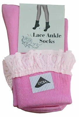 New Ladies Frilly Ankle & Knee Lace Socks Retro School Trainer Girls Lacey Socks • £3.99