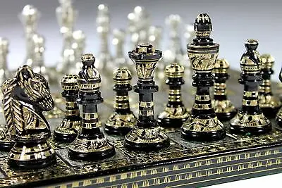 Collectible Large 100% Brass Vintage Chess Board Game Set For Adults 14X14 Inch • $189