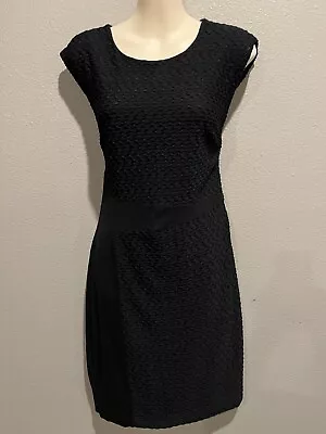 NWT Women's ECI NEW YORK Black Mixed Texture Cap Sleeve Knee Length Dress Sz 10 • $9.99