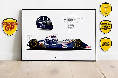 1994 Damon Hill Williams FW16 Helmet Stats F1 Print - Scuderia GP • £12