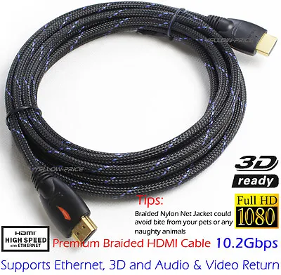 $11.98 • Buy 5M 15FT HDMI Cable/Cord/Lead V1.4 3D High Speed With Ethernet HEC Full HD 1080p