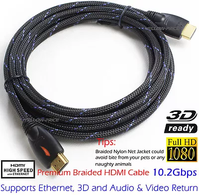 $11.98 • Buy 5M 15FT HDMI Cable/Cord/Lead V1.4 3D High Speed With Ethernet HEC Full HD 1080p