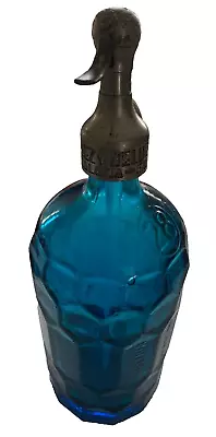 Vintage Argentinian 1930s Industrial Soda Seltzer Blue Bottle Vazouez Delucchi • $100