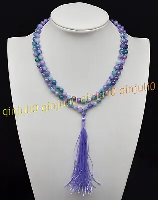 £8.26 • Buy 6/8/10mm Multicolor Jade Gemstone 108 Prayer Beads Tibet Buddhist Mala Necklaces