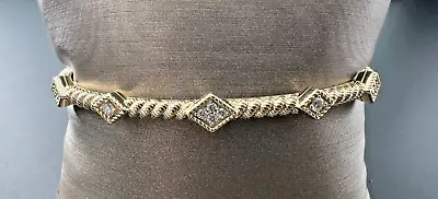 Judith Ripka 14k Yg Yellow Gold Diamond Hinge Rope Cuff Bracelet 7  • $1650