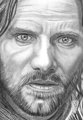 ORIGINAL ACEO Sketch Card LORD OF THE RINGS Viggo Mortensen ARAGORN • £4.50