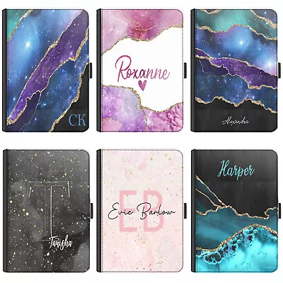 Personalised Initial Universal Case For Tab S7/S8/A8 Rose Marble Leather Cover • £29.74