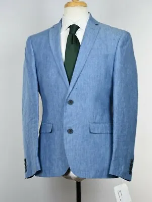 Bar III - Blue Linen Slim-Fit Chambray Suit Jacket 38S Sport Coat • $69.99