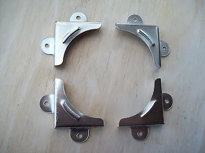 4 X MIRROR PICTURE CORNERS CLAMPS CLIPS MOUNTING BRACKETS NICKEL • £3.75