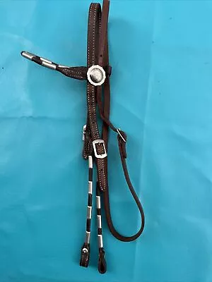 Vintage Poco Bueno Leather Headstall Silver Conchos And Ferrules • $75