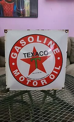 Texaco Gasoline Motor Oil Vintage Gas Pump Porcelain Sign • $7.50