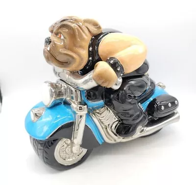 Ruff Rider Bulldog Dog On Harley Motorcycle  Cookie Jar By Clay Art  2001 • $123.74
